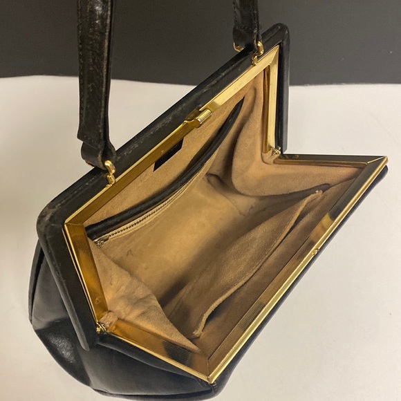 Harrods Black Leather Satchel Purse - Picture 10 of 17